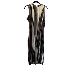 SHEIN Black and Cream Sleeveless Sheath Dress Mock Neck